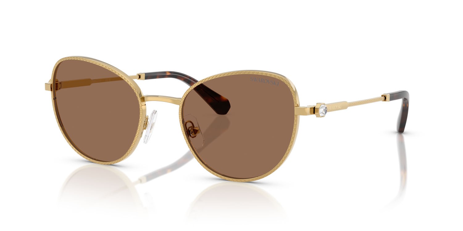 Sunglasses Swarovski SK 7032 (400473) color oro shape round lenses marrone scuro