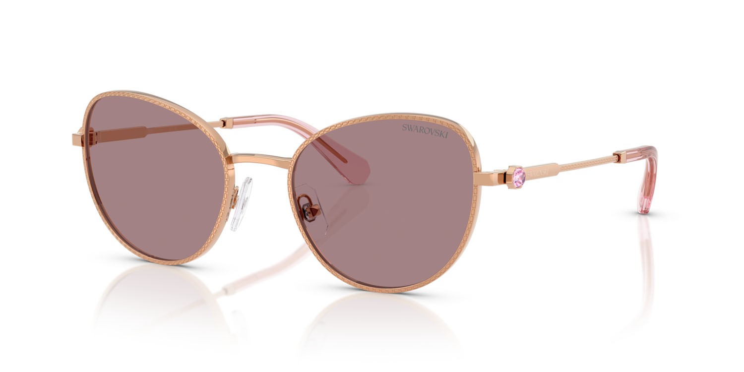 Sunglasses Swarovski SK 7032 (40147N) color oro rose shape round lenses viola chiaro/marrone