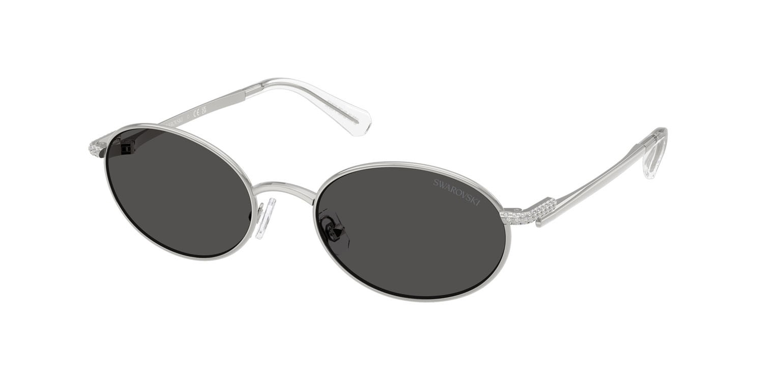 Sunglasses Swarovski SK 7033 (400187) color argento shape oval lenses grigio scuro