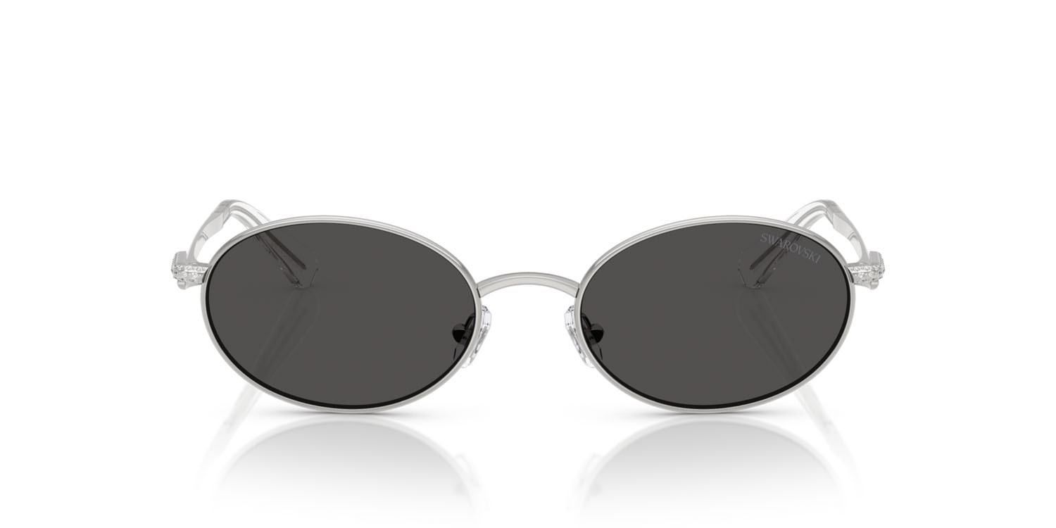 Sunglasses Swarovski SK 7033 (400187) color argento shape oval lenses grigio scuro
