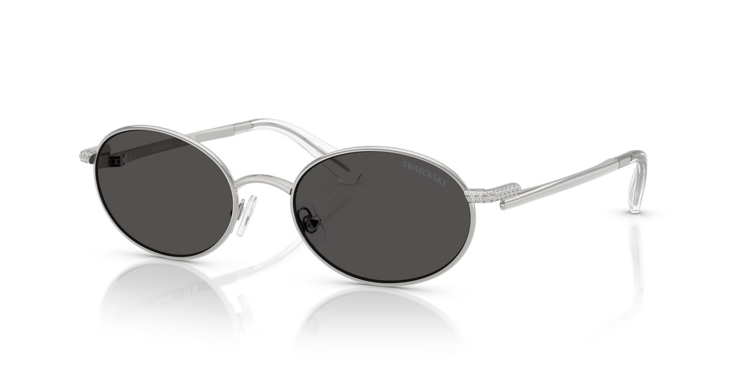 Sunglasses Swarovski SK 7033 (400187) color argento shape oval lenses grigio scuro