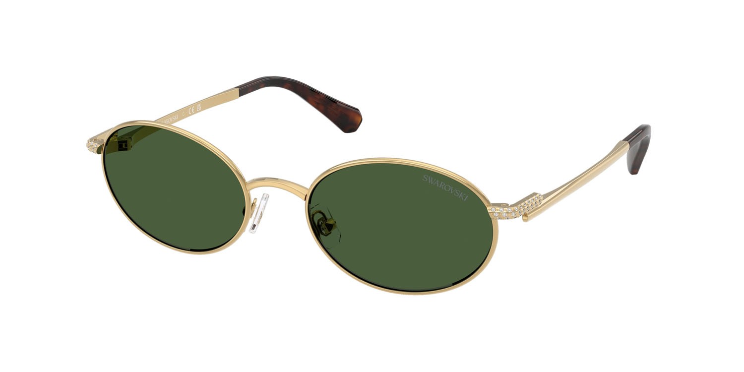 Sunglasses Swarovski SK 7033 (400471) color oro shape oval lenses verde scuro