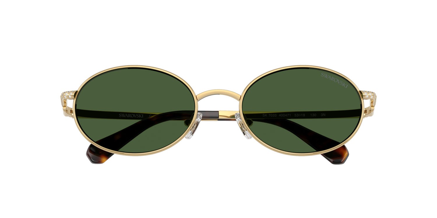 Sunglasses Swarovski SK 7033 (400471) color oro shape oval lenses verde scuro