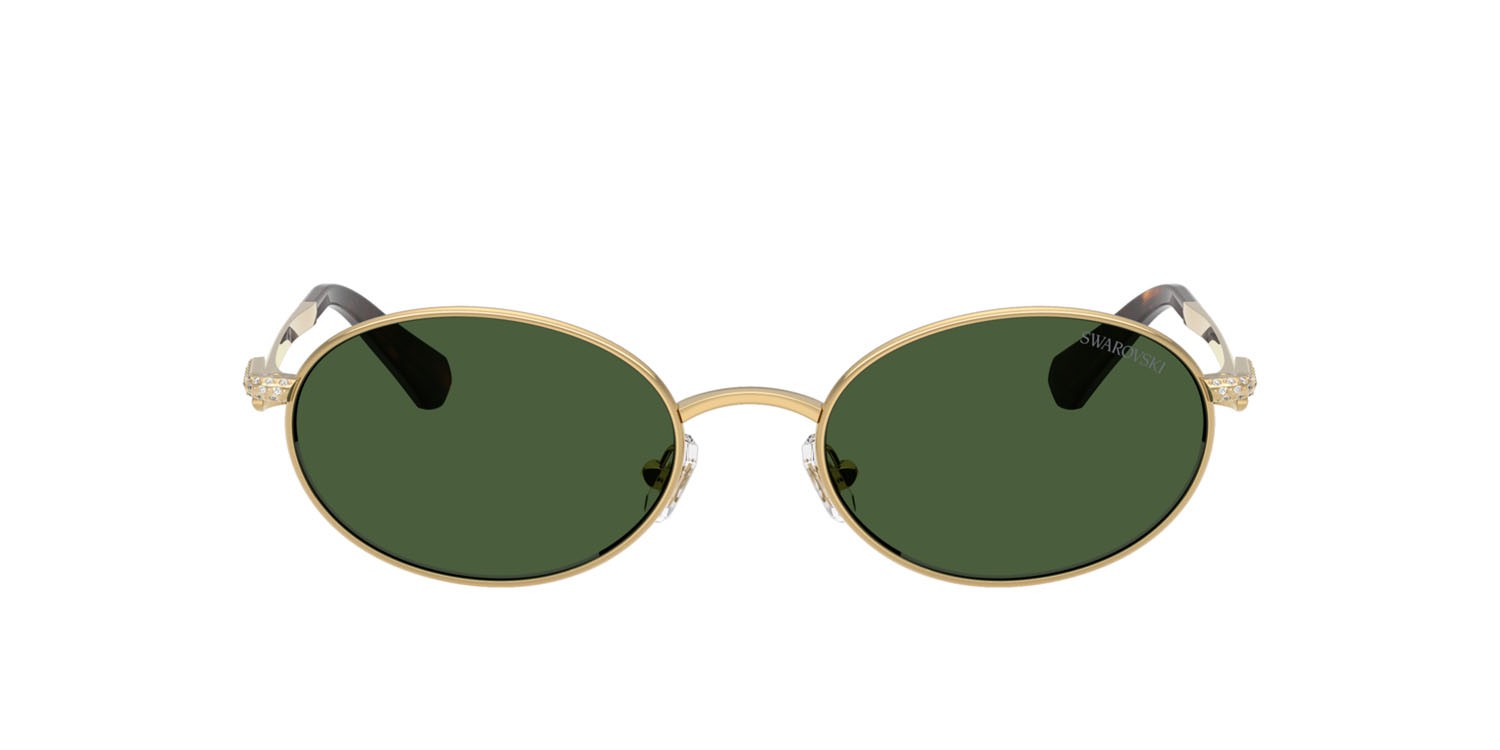 Sunglasses Swarovski SK 7033 (400471) color oro shape oval lenses verde scuro