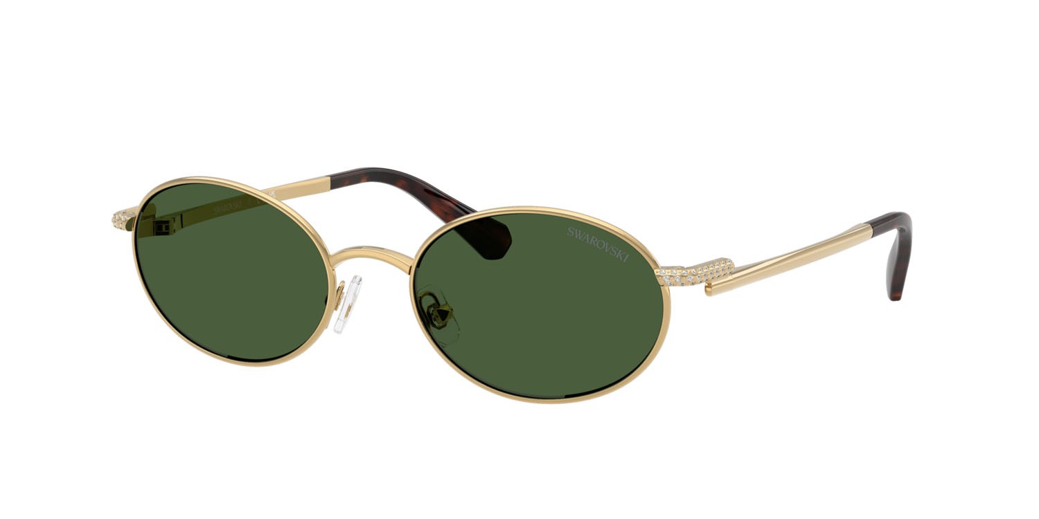 Sunglasses Swarovski SK 7033 (400471) color oro shape oval lenses verde scuro
