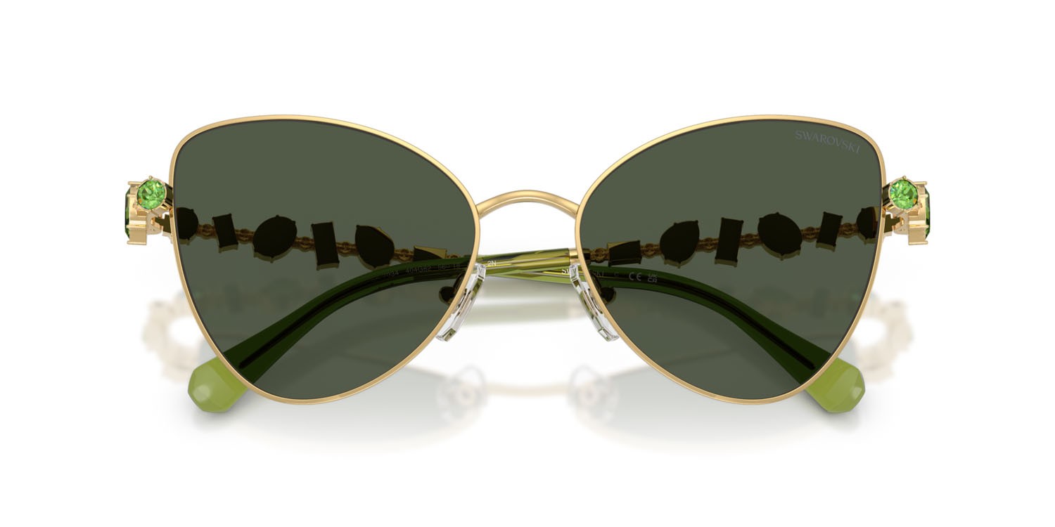 Sunglasses Swarovski SK 7034 (404G82) color oro shape butterfly lenses verde chiaro