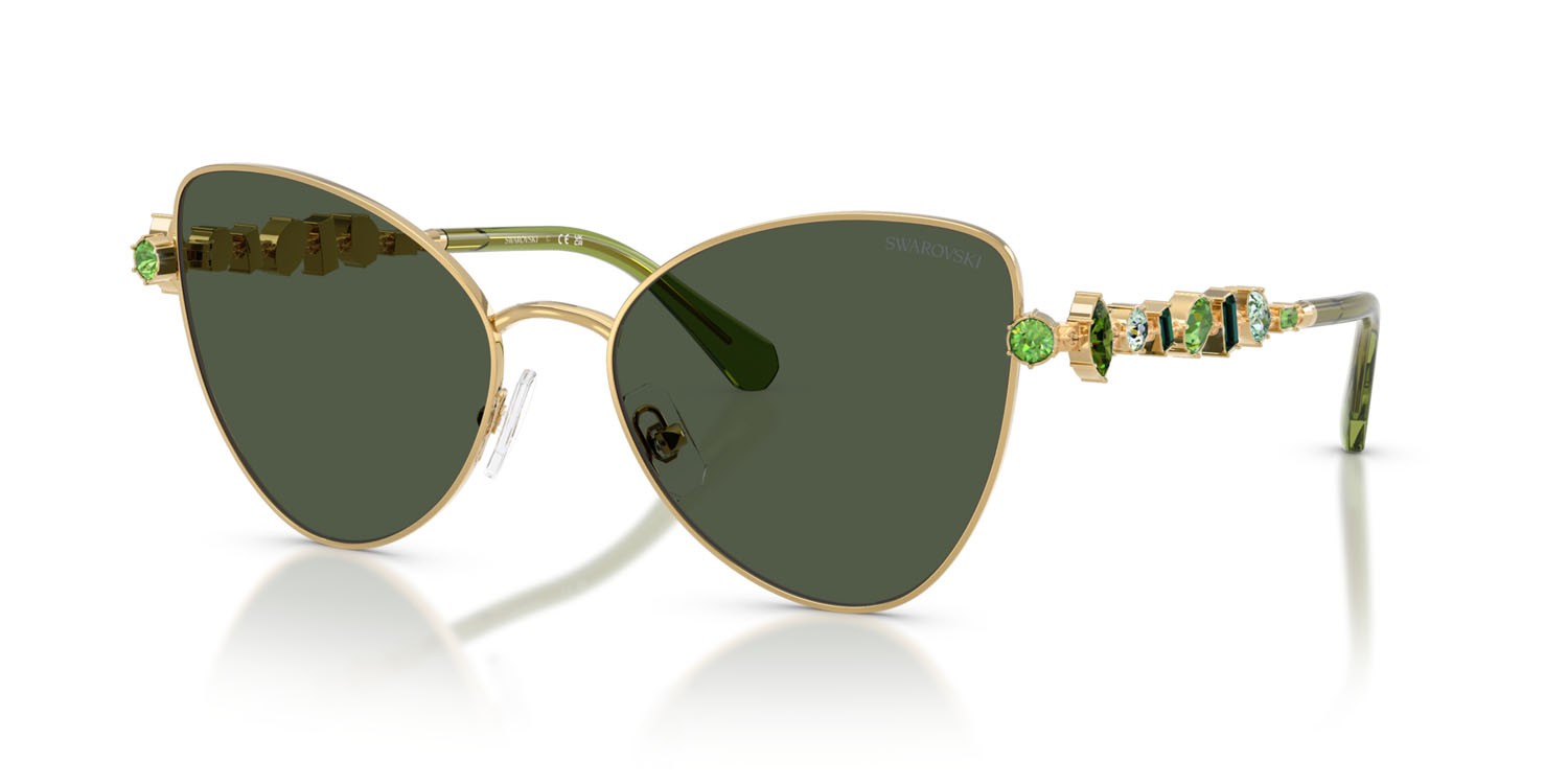 Sunglasses Swarovski SK 7034 (404G82) color oro shape butterfly lenses verde chiaro