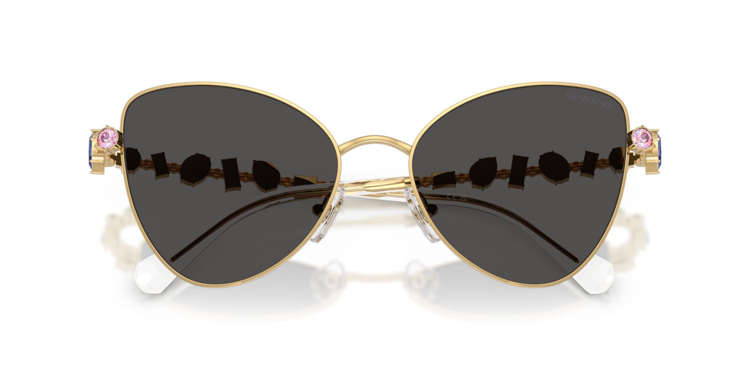 Sunglasses Swarovski SK 7034 (404M87) color oro shape butterfly lenses grigio scuro