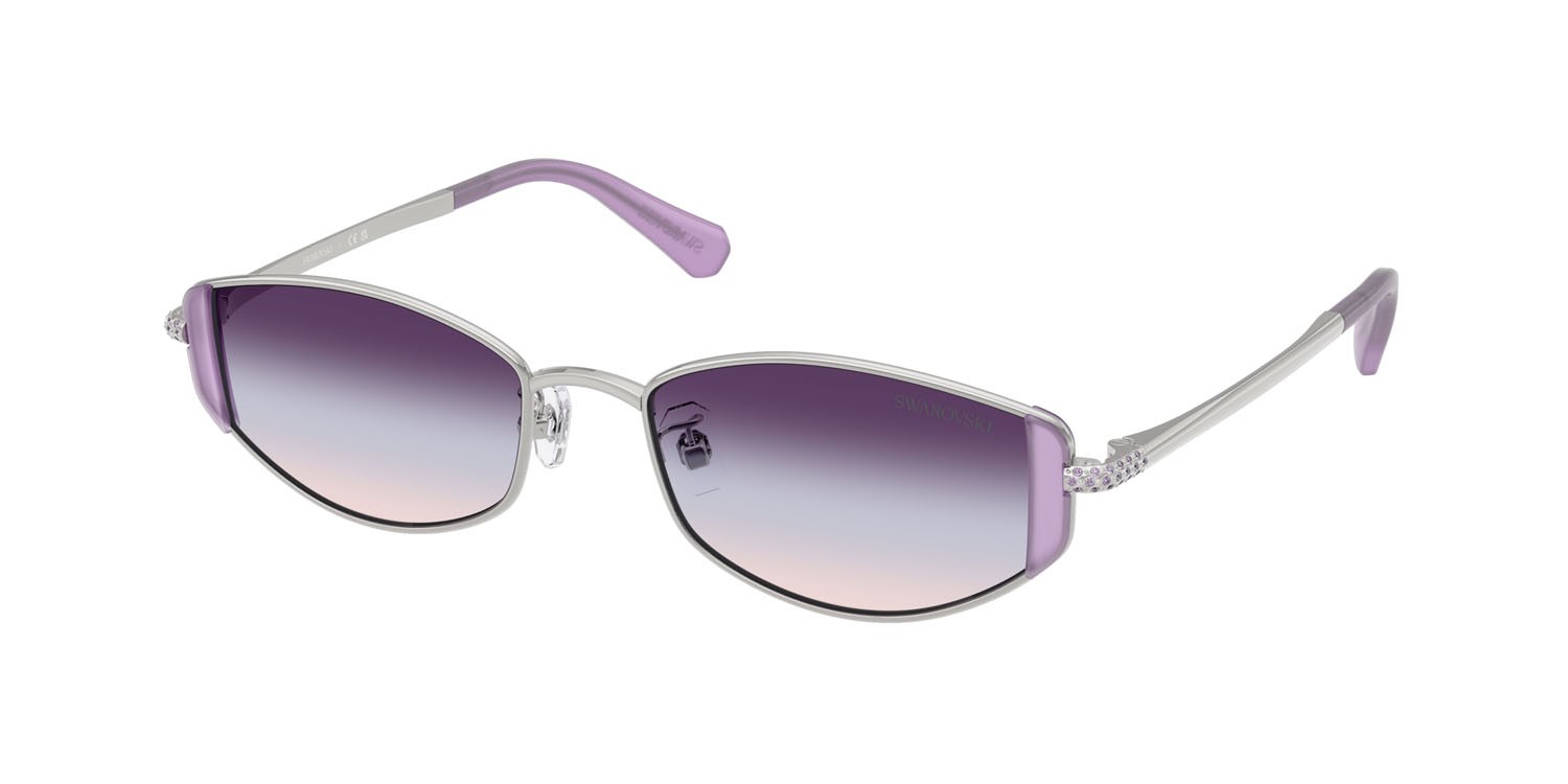 Sunglasses Swarovski SK 7035D (4001U7) color argento shape oval lenses viola sfumato