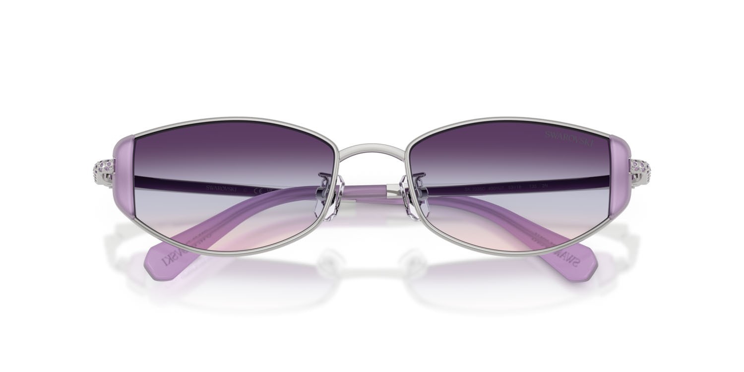 Sunglasses Swarovski SK 7035D (4001U7) color argento shape oval lenses viola sfumato
