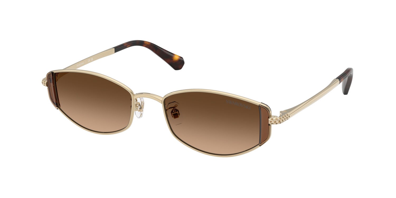 Sunglasses Swarovski SK 7035D (401374) color oro pallido shape oval lenses marrone sfumato
