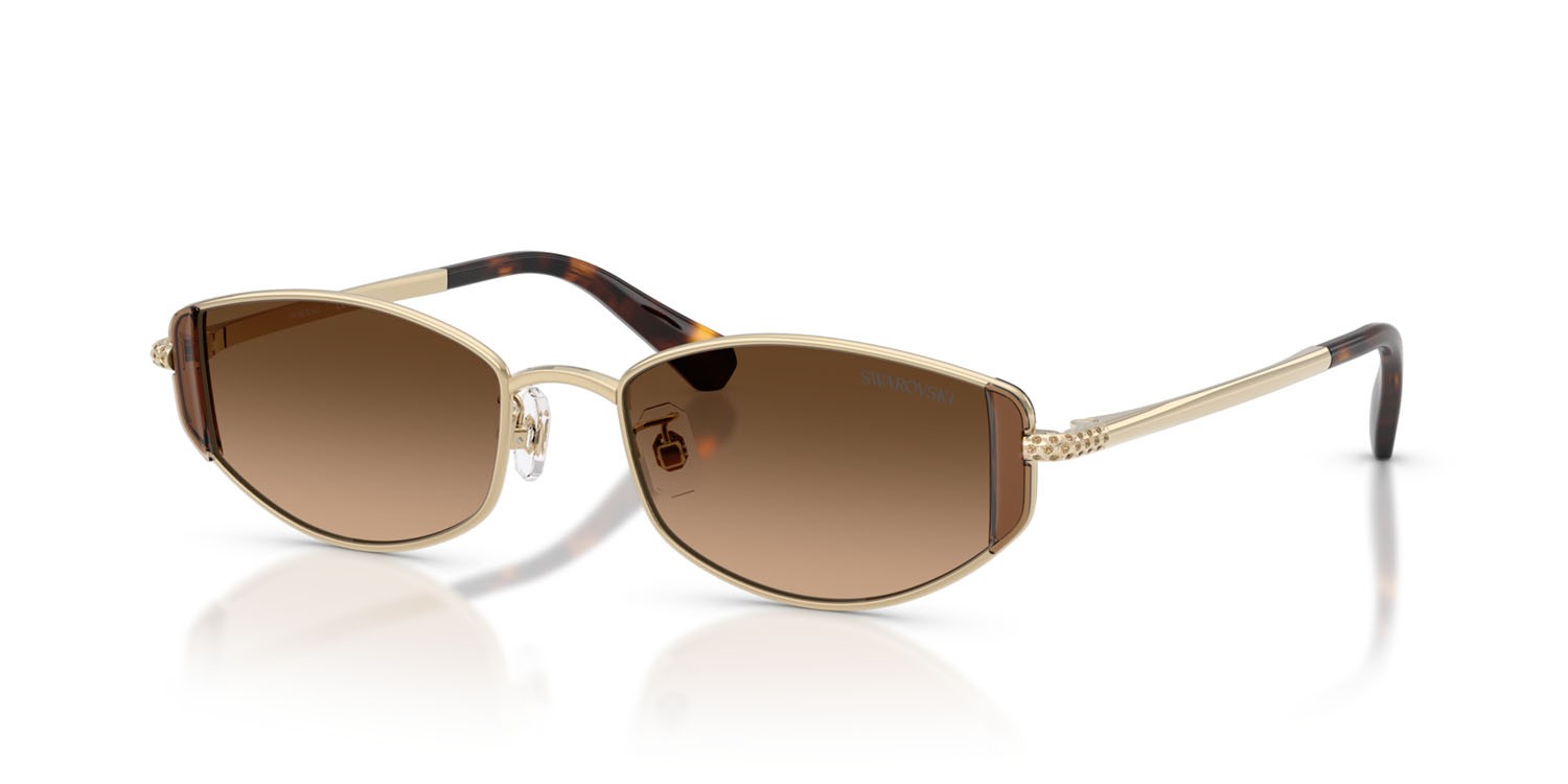 Sunglasses Swarovski SK 7035D (401374) color oro pallido shape oval lenses marrone sfumato