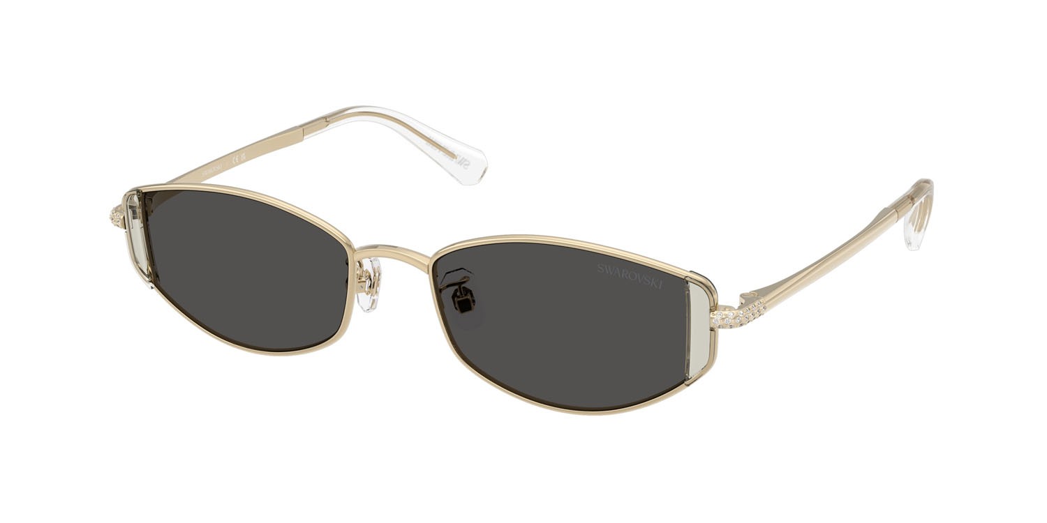 Sunglasses Swarovski SK 7035D (401387) color oro pallido shape oval lenses grigio scuro