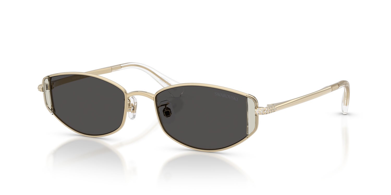 Sunglasses Swarovski SK 7035D (401387) color oro pallido shape oval lenses grigio scuro