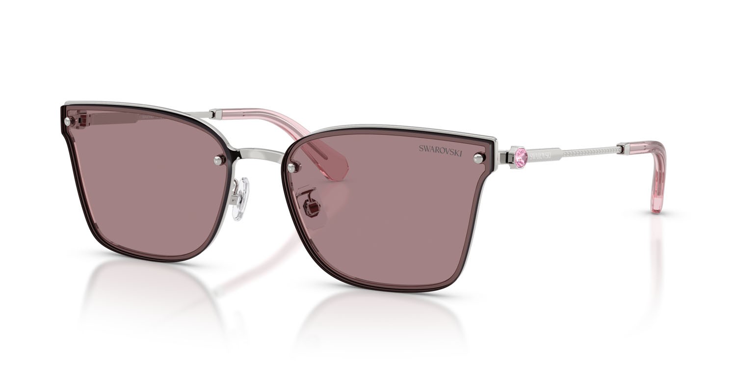 Sunglasses Swarovski SK 7036D (40237N) color argento shape irregular lenses viola chiaro/marrone