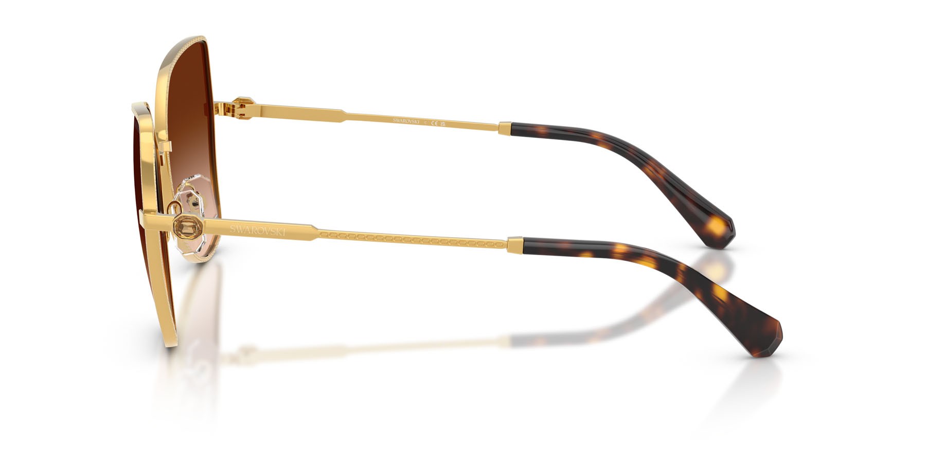 Sunglasses Swarovski SK 7037 (400774) color oro scuro shape butterfly lenses marrone sfumato