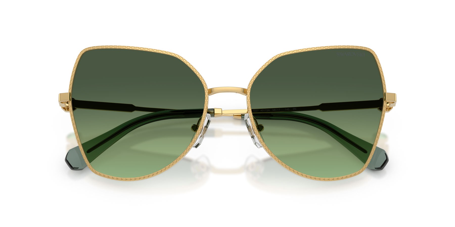 Sunglasses Swarovski SK 7037 (40172A) color oro shape butterfly lenses verde sfumato