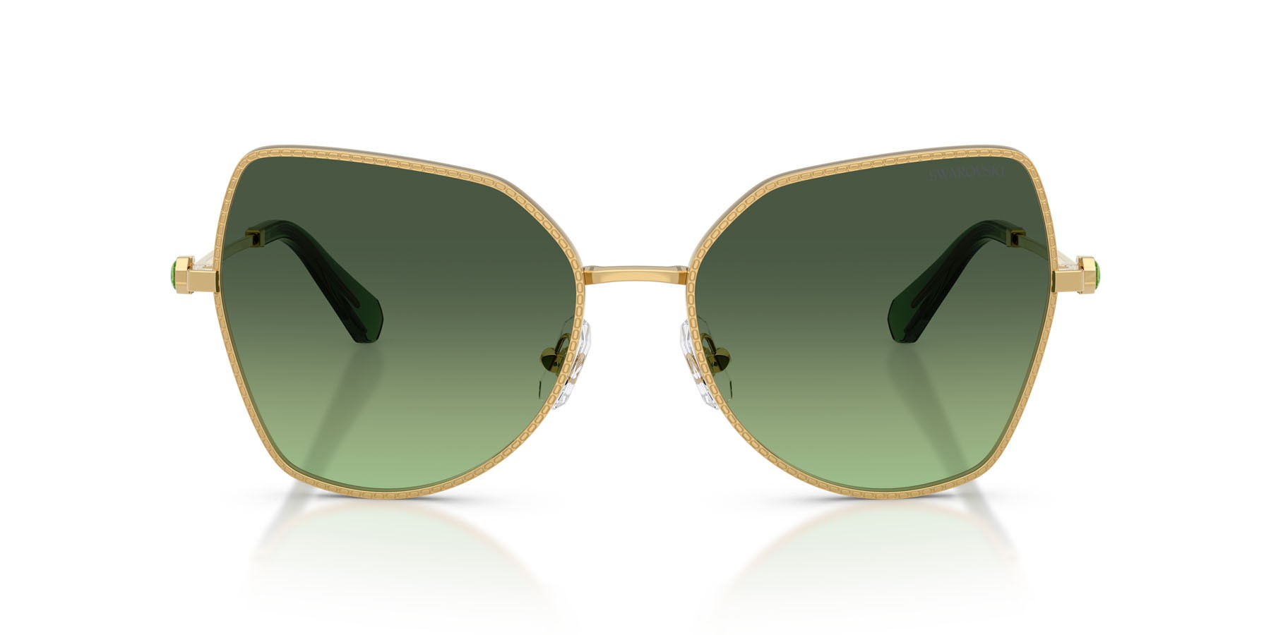Sunglasses Swarovski SK 7037 (40172A) color oro shape butterfly lenses verde sfumato
