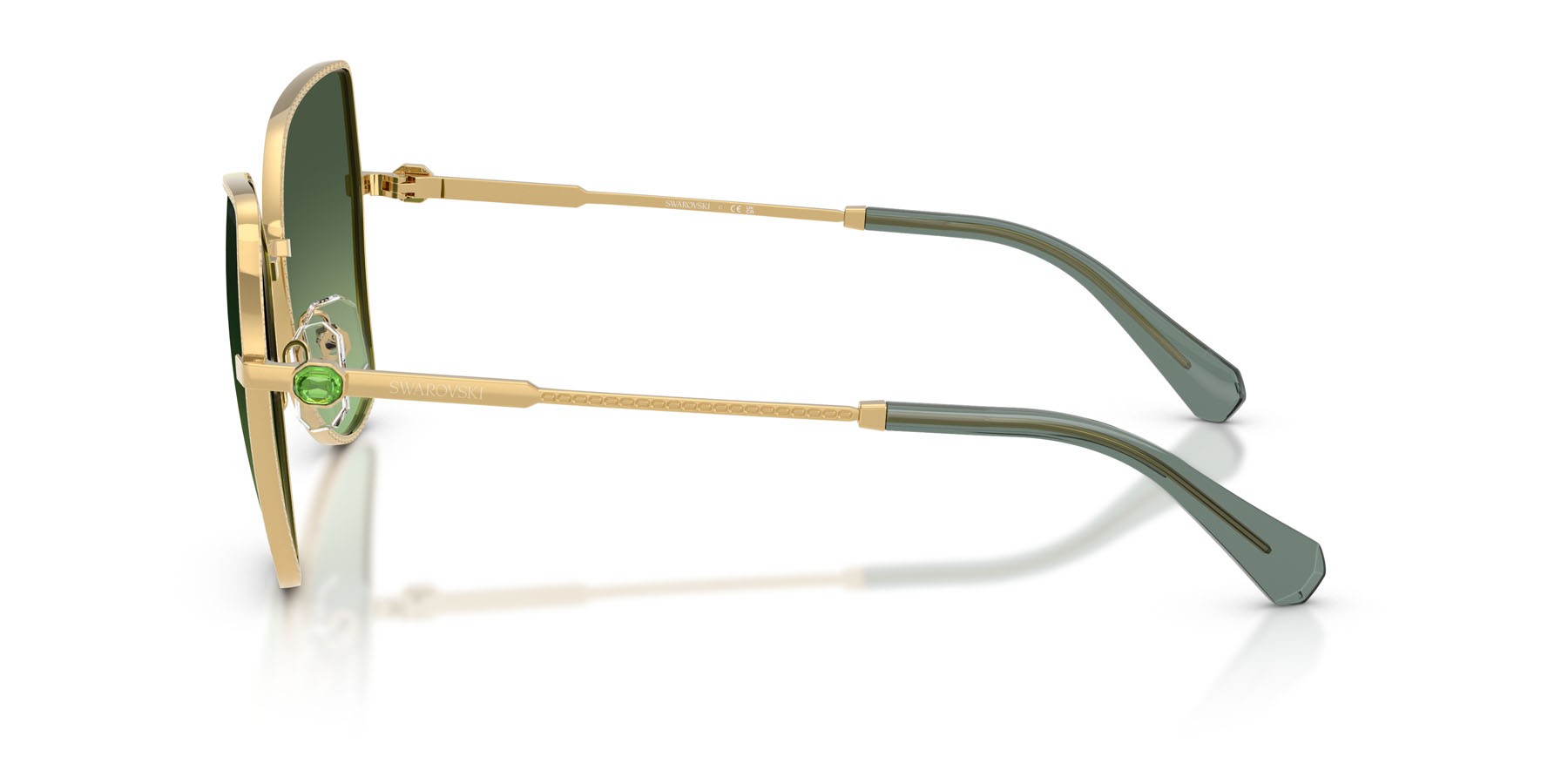 Sunglasses Swarovski SK 7037 (40172A) color oro shape butterfly lenses verde sfumato