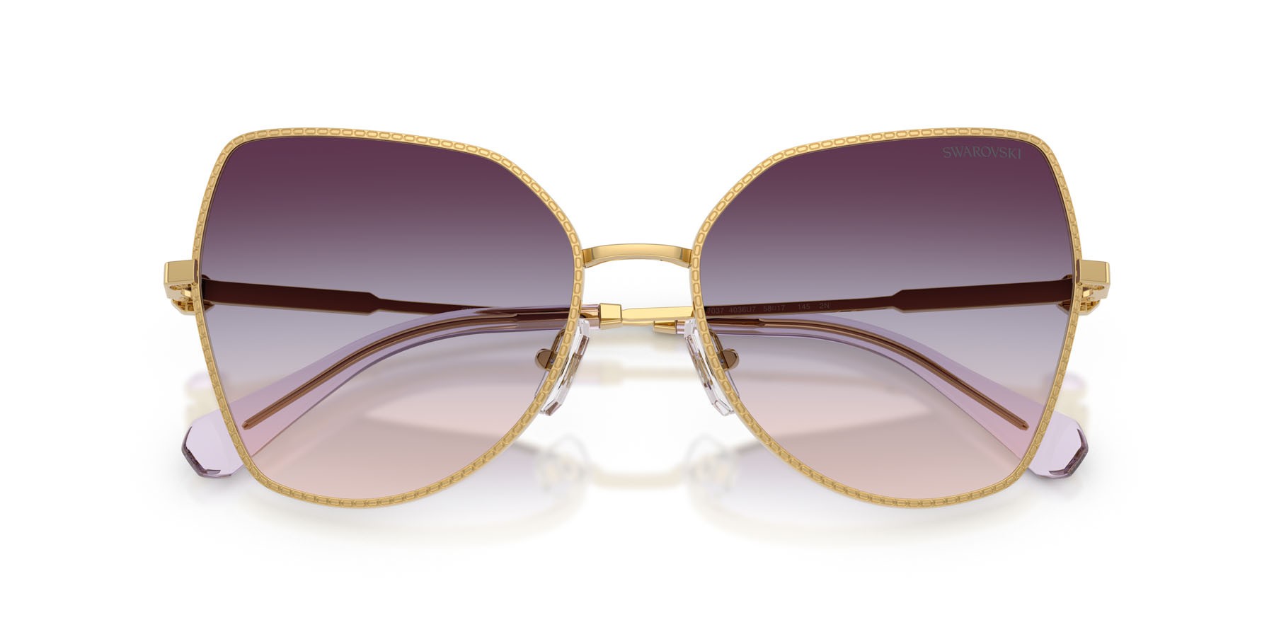 Sunglasses Swarovski SK 7037 (4036U7) color oro shape butterfly lenses marrone/blu/viola sfumato