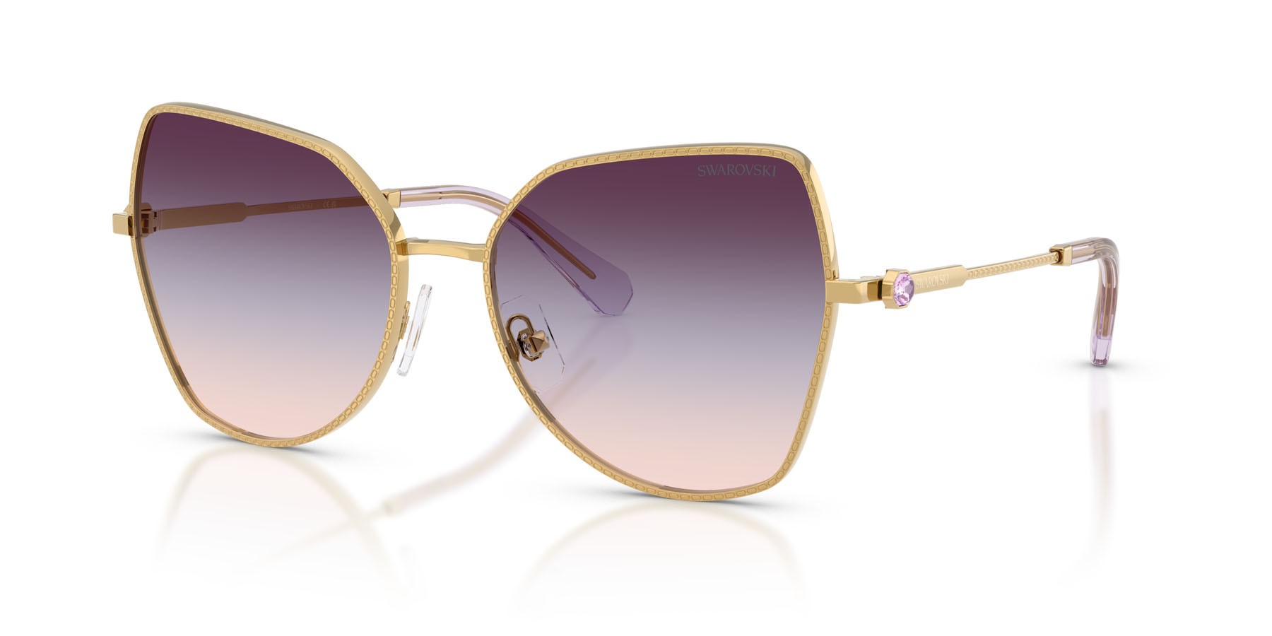 Sunglasses Swarovski SK 7037 (4036U7) color oro shape butterfly lenses marrone/blu/viola sfumato