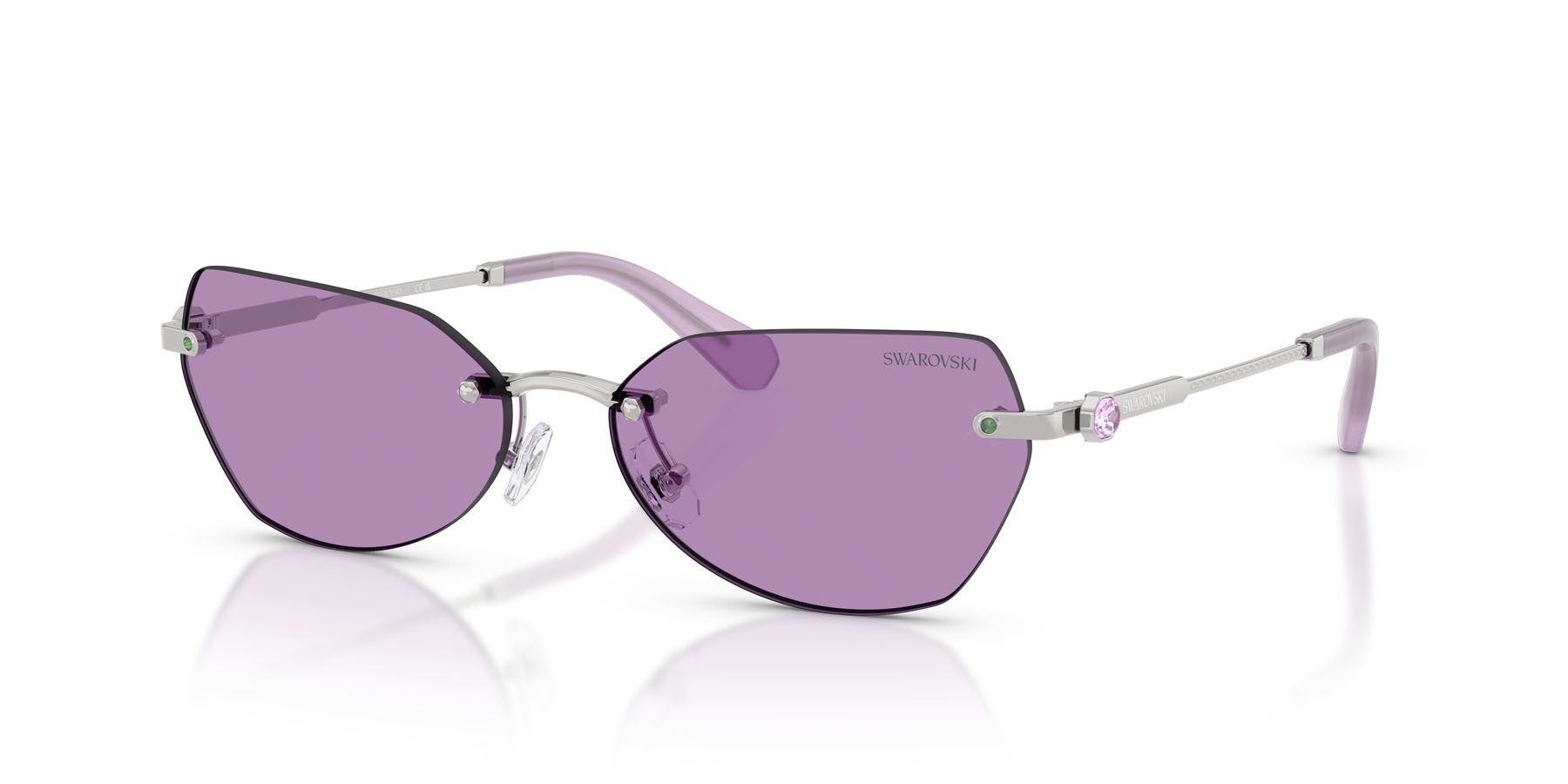 Sunglasses Swarovski SK 7038 (400169) color argento shape irregular lenses viola
