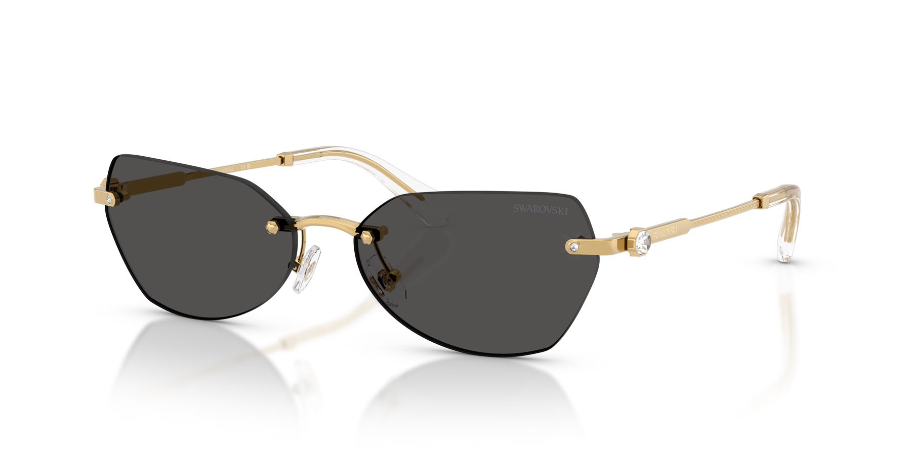 Sunglasses Swarovski SK 7038 (400487) color oro shape irregular lenses grigio scuro