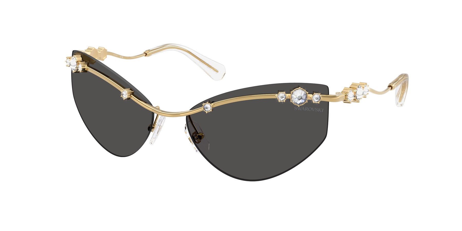 Sunglasses Swarovski SK 7039 (400487) color oro shape irregular lenses grigio scuro