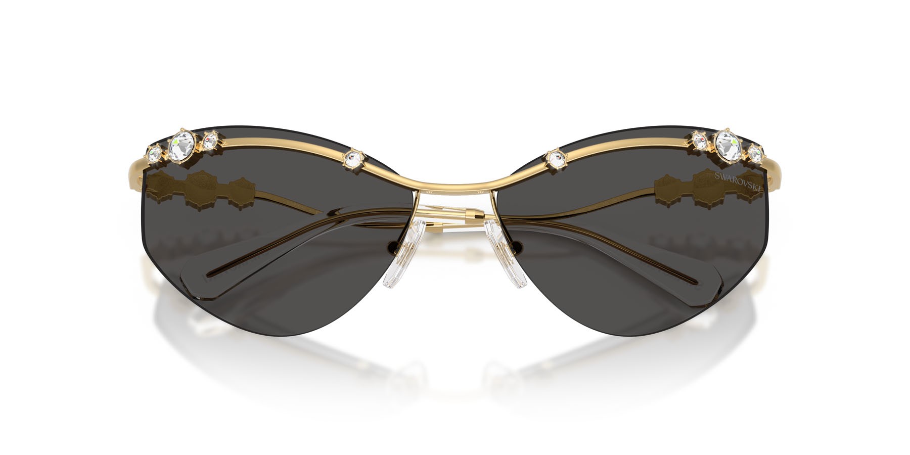 Sunglasses Swarovski SK 7039 (400487) color oro shape irregular lenses grigio scuro