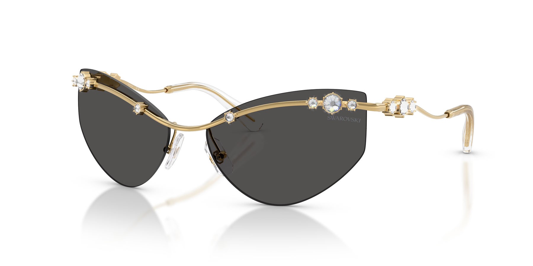 Sunglasses Swarovski SK 7039 (400487) color oro shape irregular lenses grigio scuro