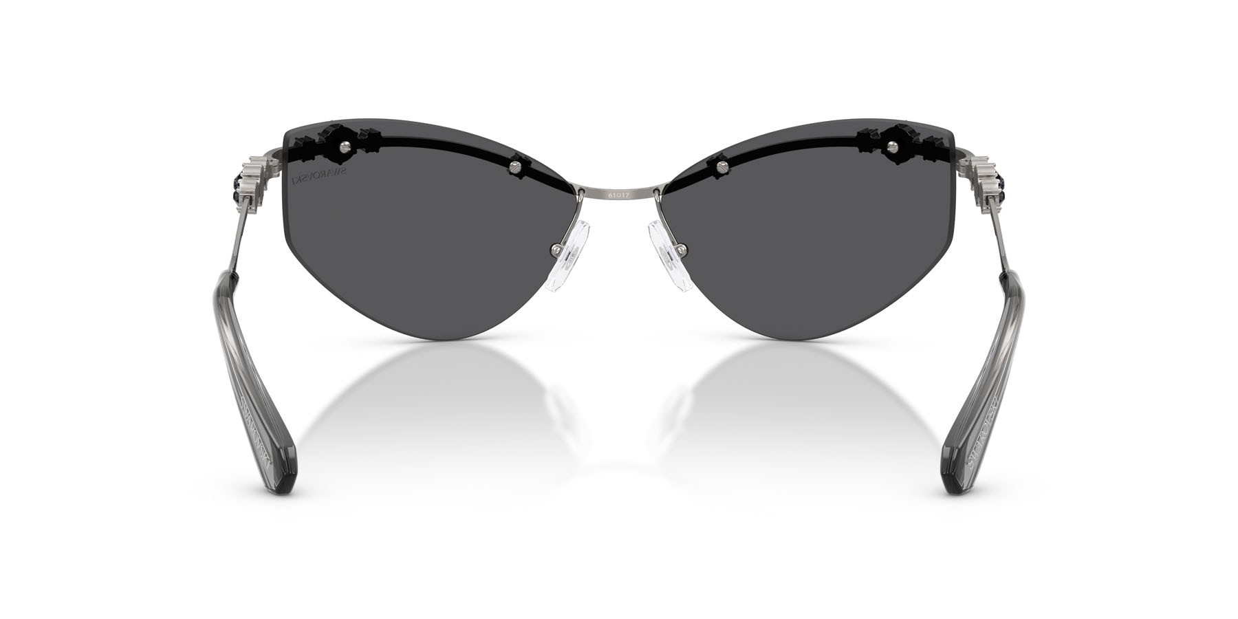 Sunglasses Swarovski SK 7039 (40096G) color gunmetal shape irregular lenses grigio nero specchiato