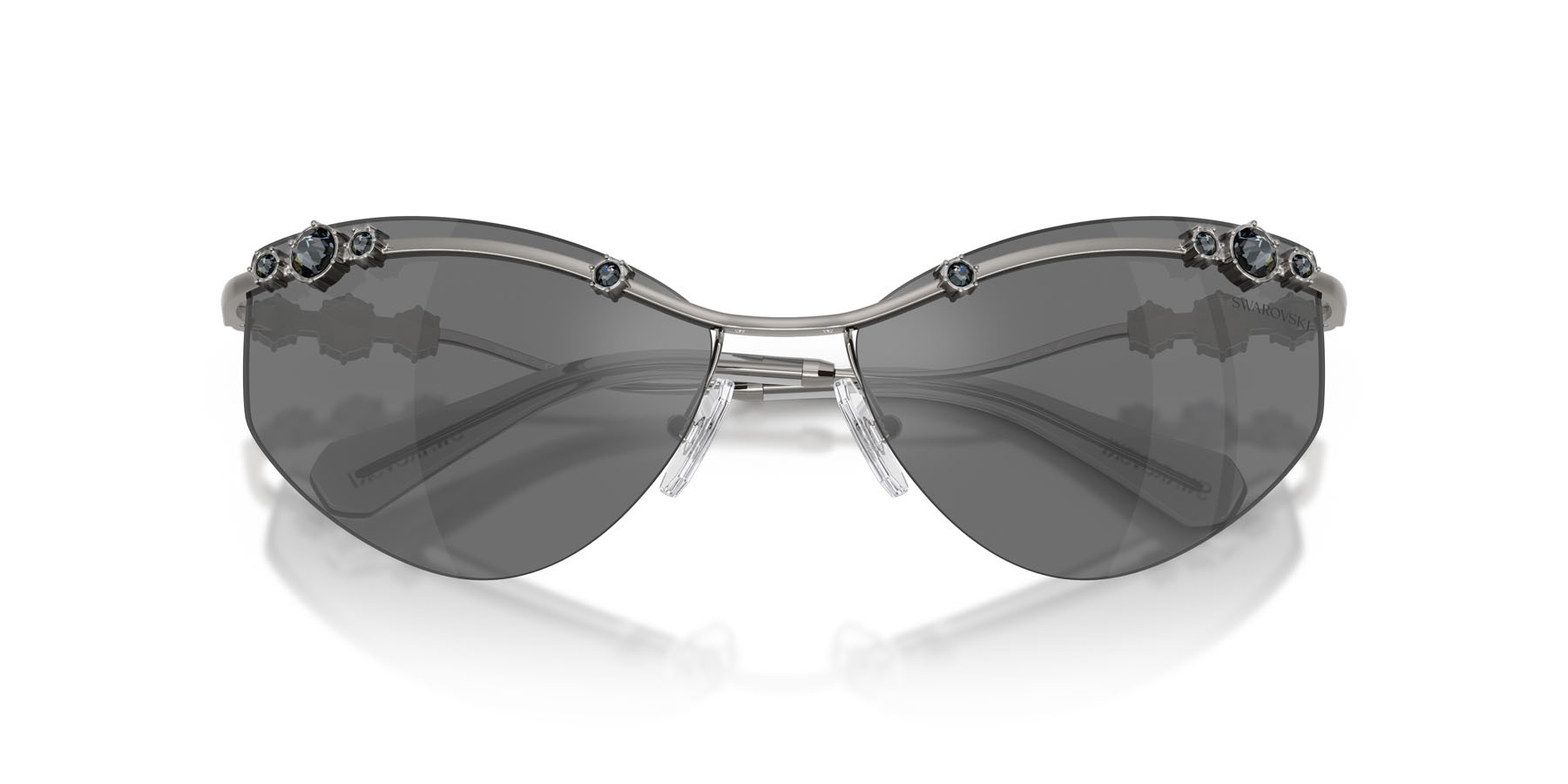 Sunglasses Swarovski SK 7039 (40096G) color gunmetal shape irregular lenses grigio nero specchiato