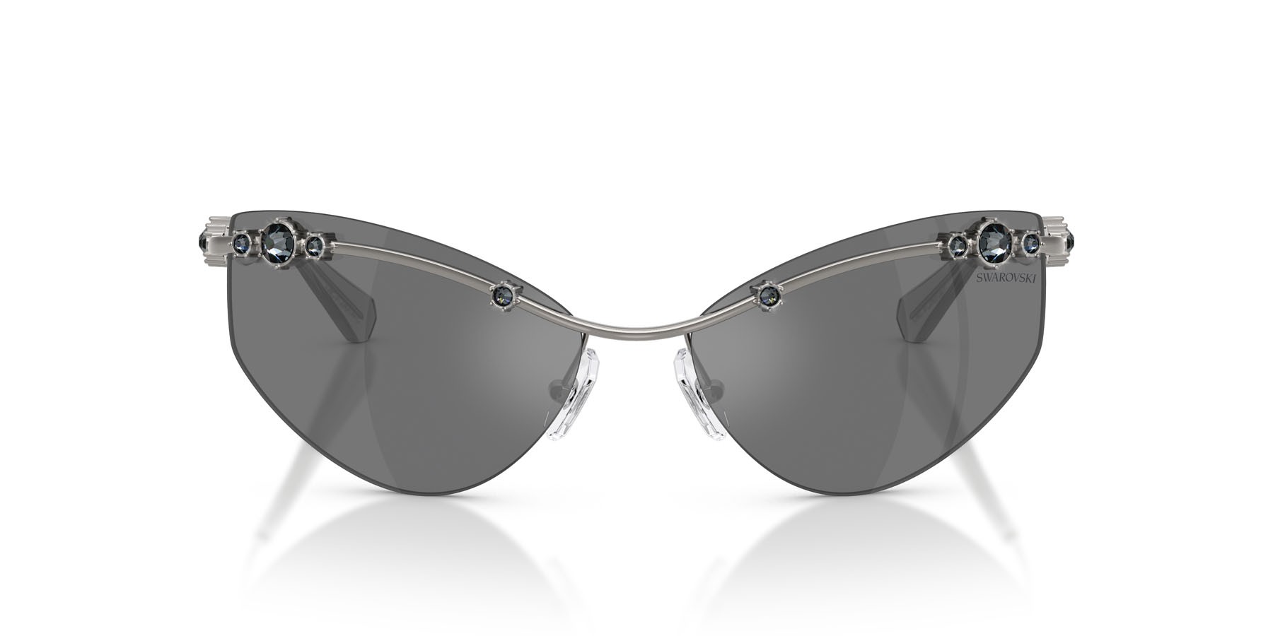 Sunglasses Swarovski SK 7039 (40096G) color gunmetal shape irregular lenses grigio nero specchiato