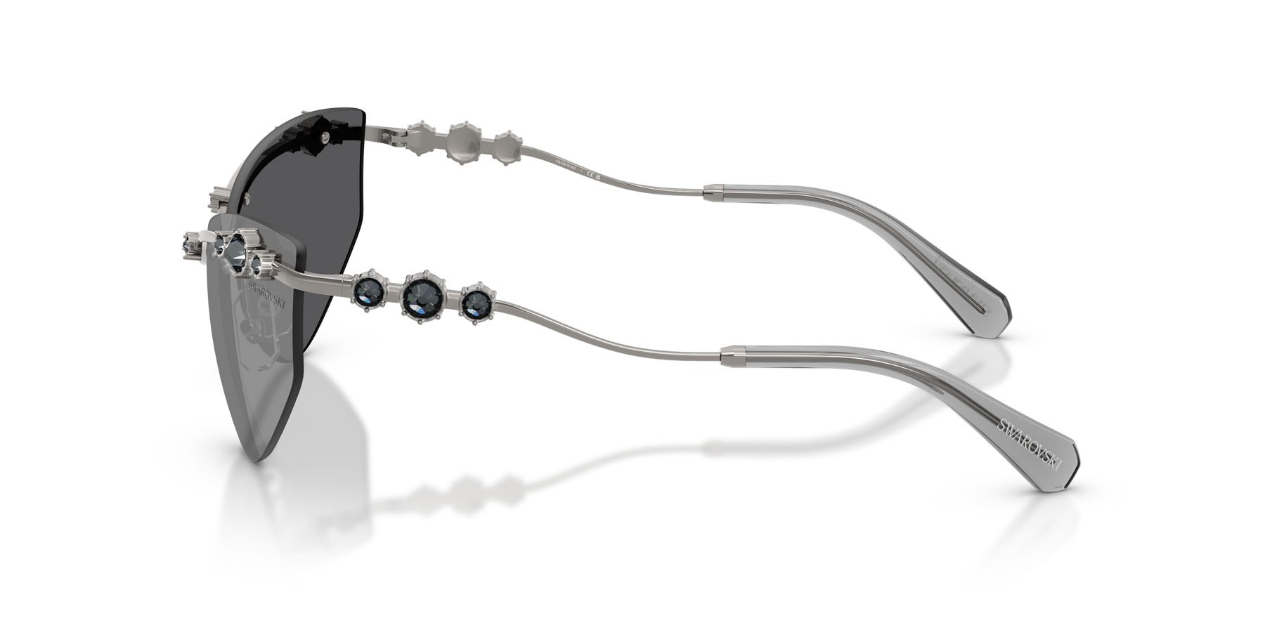Sunglasses Swarovski SK 7039 (40096G) color gunmetal shape irregular lenses grigio nero specchiato