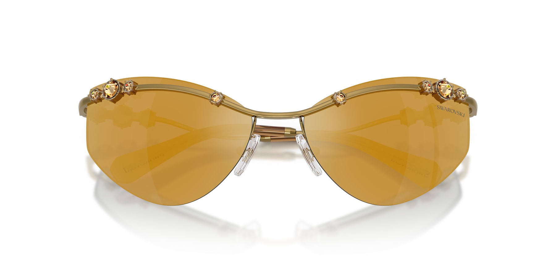 Sunglasses Swarovski SK 7039 (40427P) color oro shape irregular lenses marrone specchiato oro