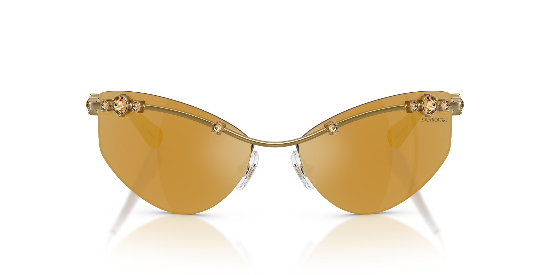 Sunglasses Swarovski SK 7039 (40427P) color oro shape irregular lenses marrone specchiato oro
