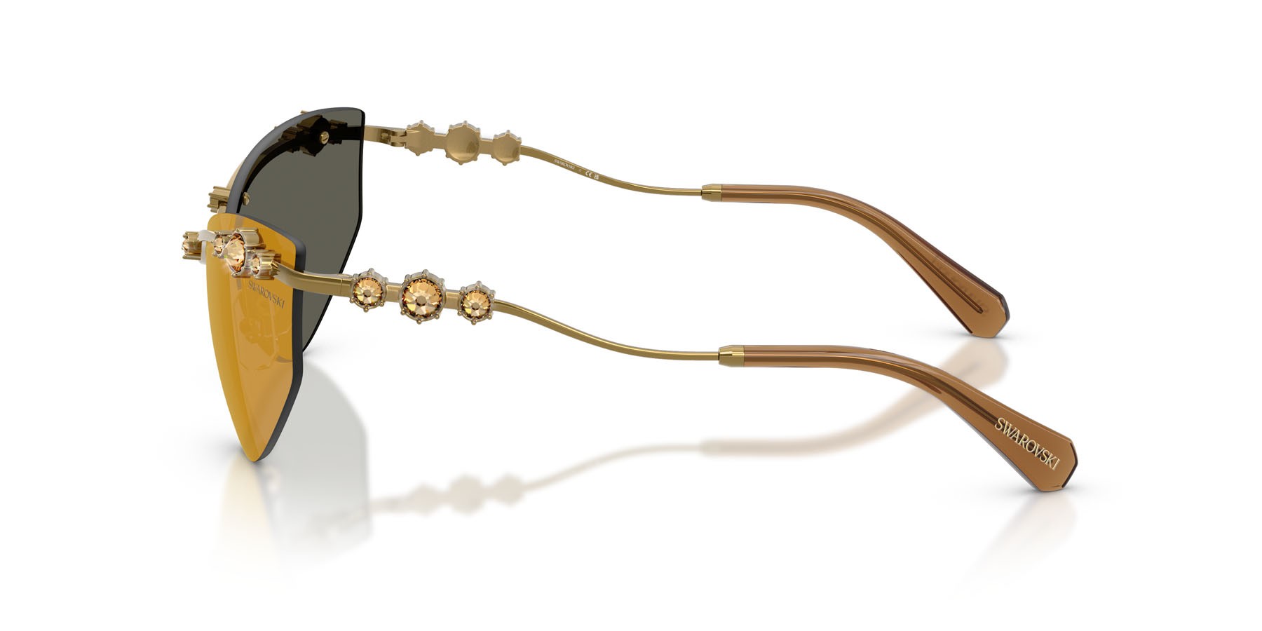 Sunglasses Swarovski SK 7039 (40427P) color oro shape irregular lenses marrone specchiato oro