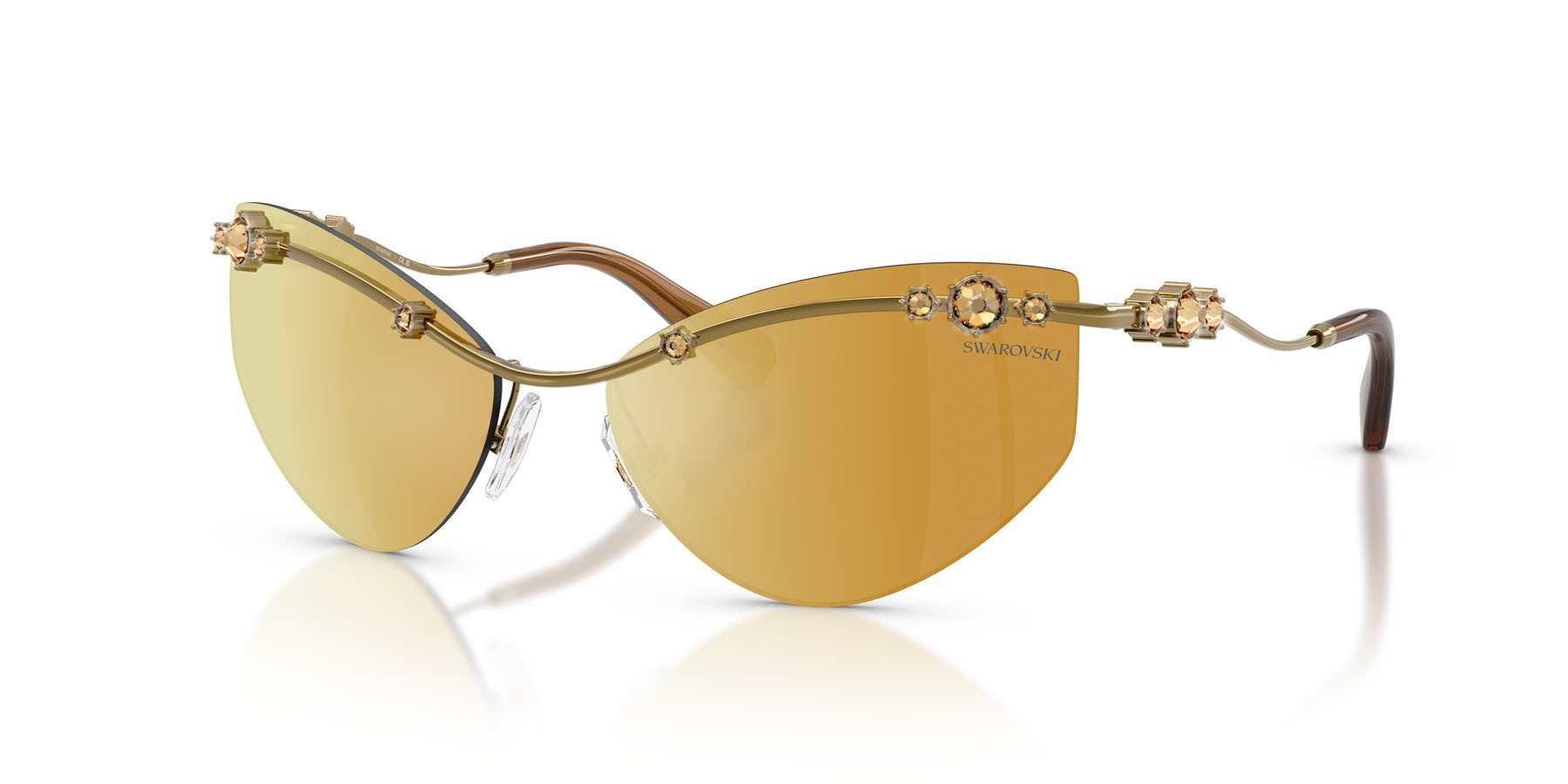 Sunglasses Swarovski SK 7039 (40427P) color oro shape irregular lenses marrone specchiato oro