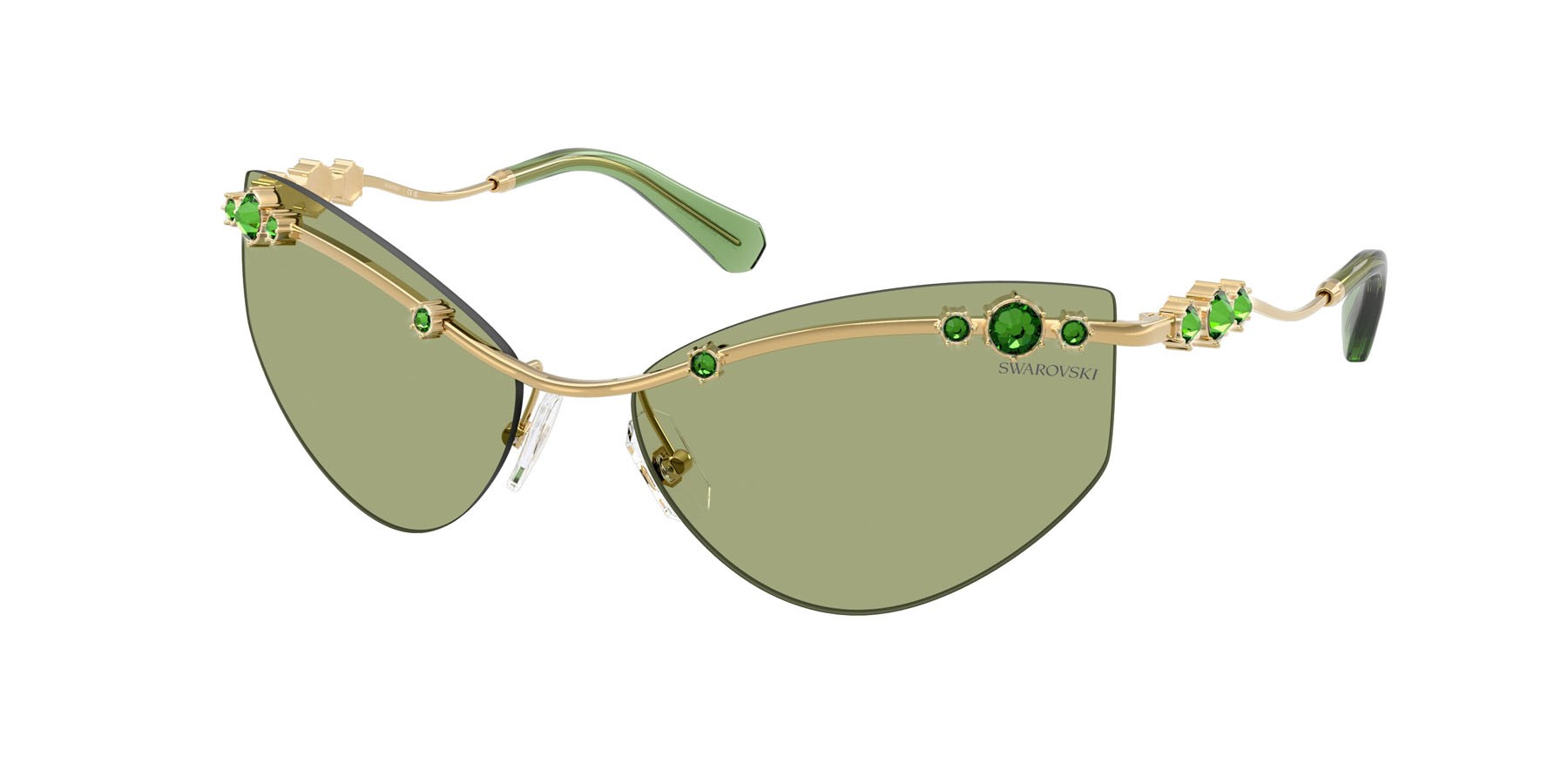 Sunglasses Swarovski SK 7039 (404382) color oro shape irregular lenses verde