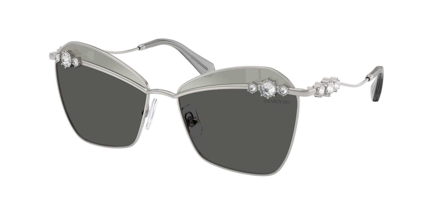 Sunglasses Swarovski SK 7040 (4001AL) color argento shape butterfly lenses grey tampo swarovski gold