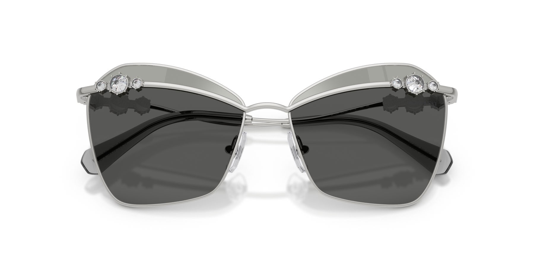 Sunglasses Swarovski SK 7040 (4001AL) color argento shape butterfly lenses grey tampo swarovski gold
