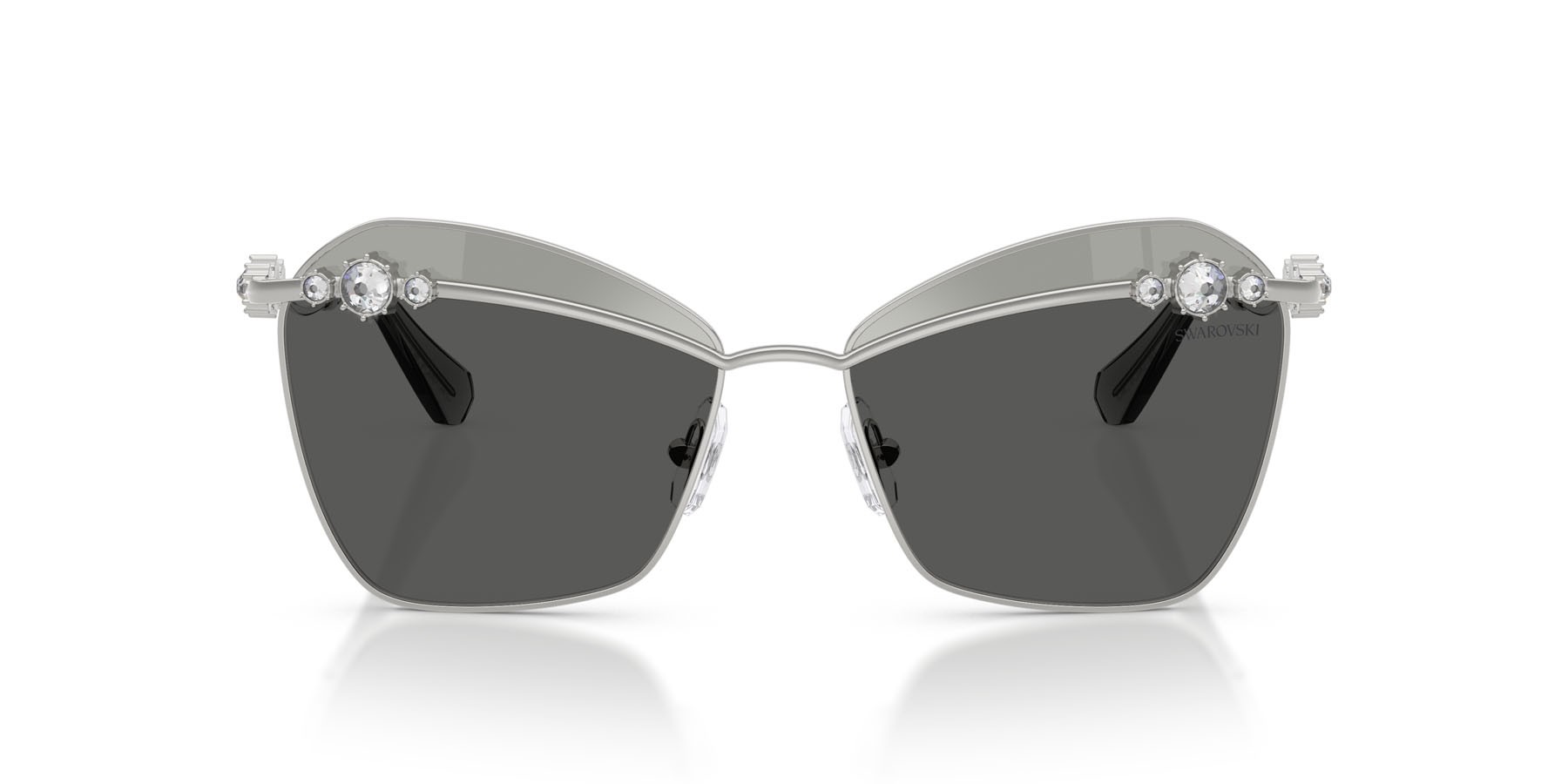 Sunglasses Swarovski SK 7040 (4001AL) color argento shape butterfly lenses grey tampo swarovski gold