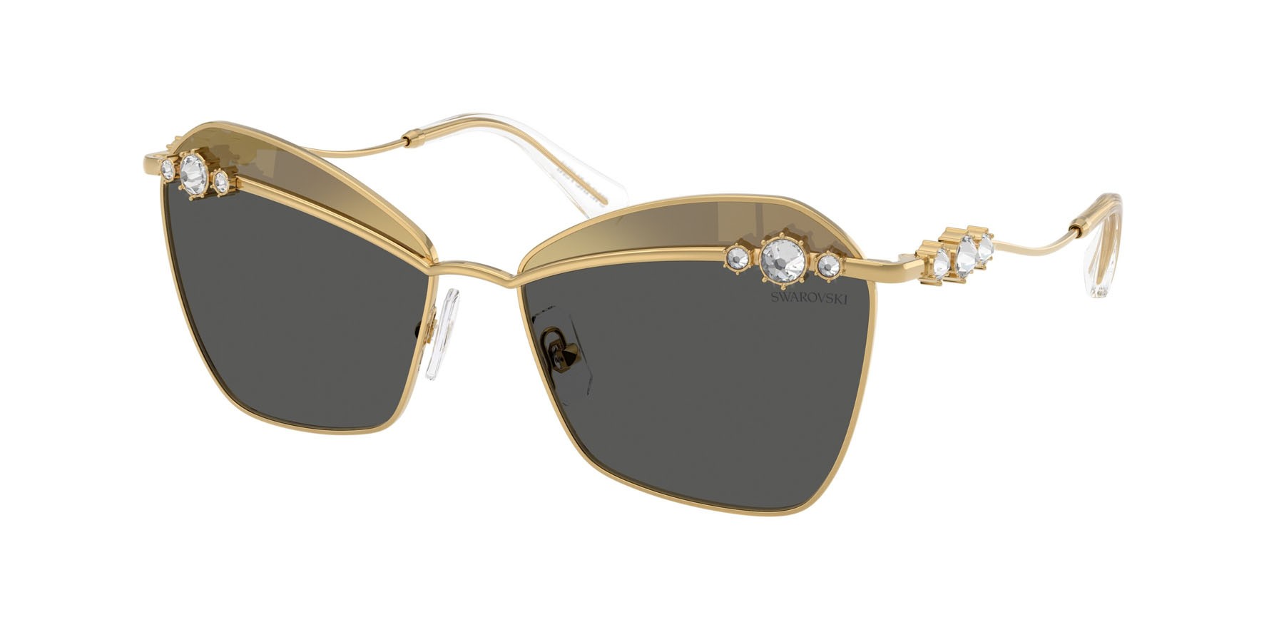 Sunglasses Swarovski SK 7040 (4004/L) color oro shape butterfly lenses grey tampo swarovski gold