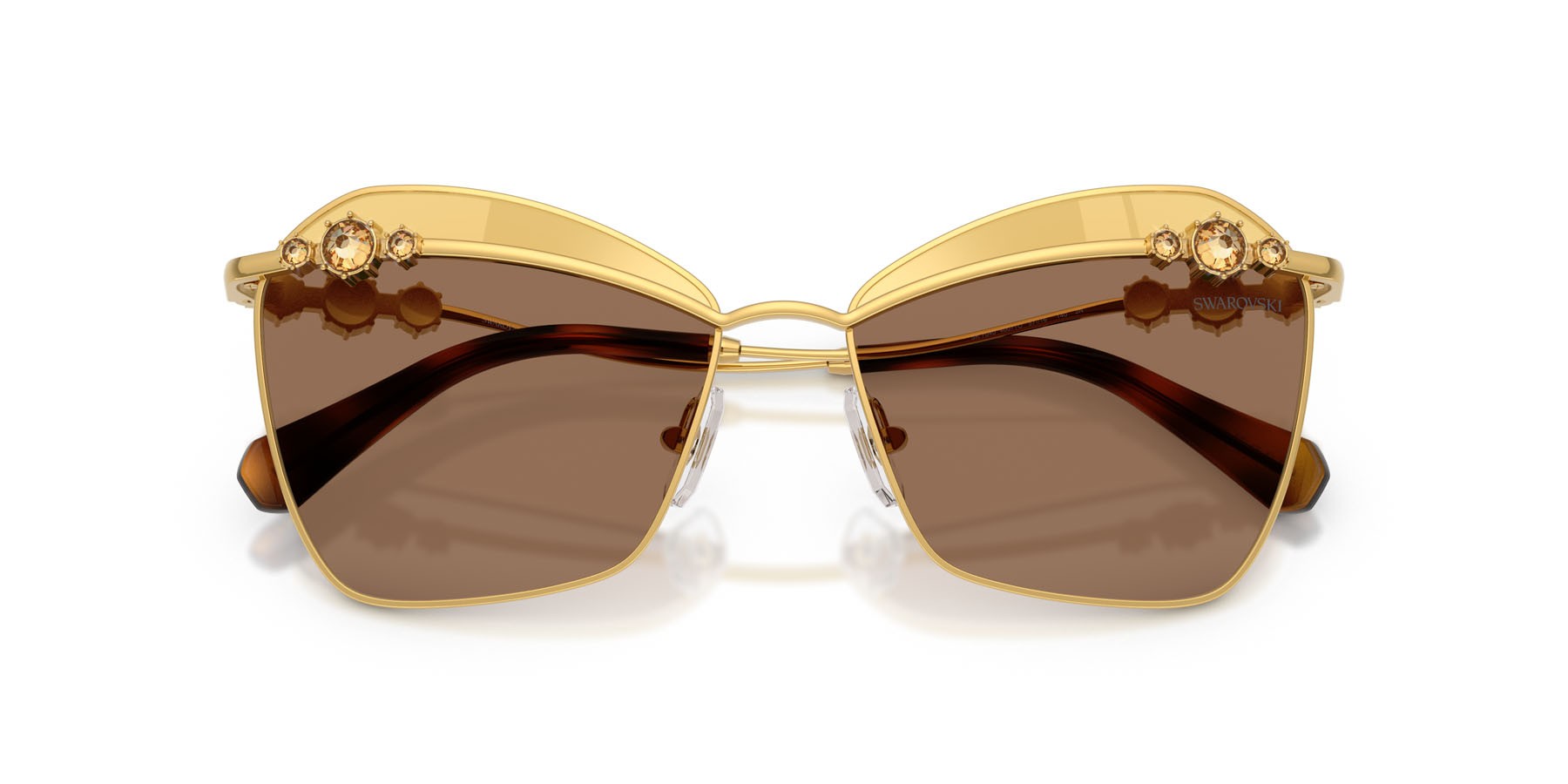 Occhiali da sole Swarovski SK 7040 (4007TO) colore giallo oro forma farfalla lenti brown swarovski gold