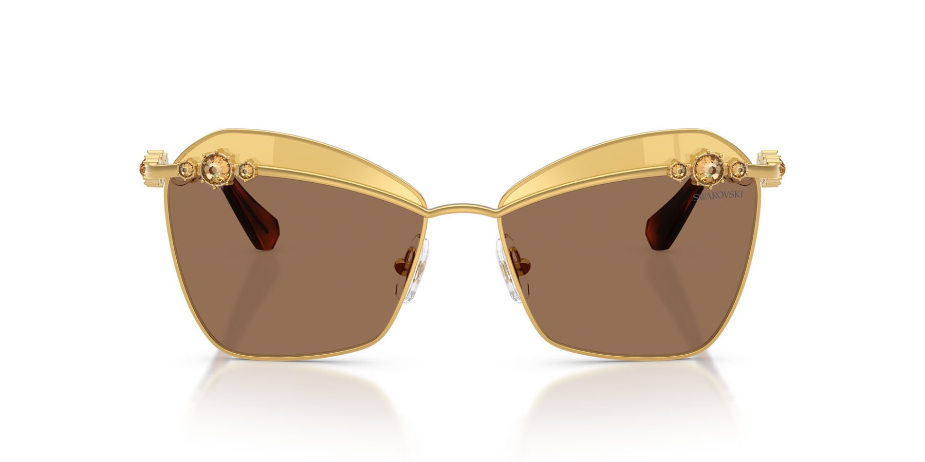 Occhiali da sole Swarovski SK 7040 (4007TO) colore giallo oro forma farfalla lenti brown swarovski gold