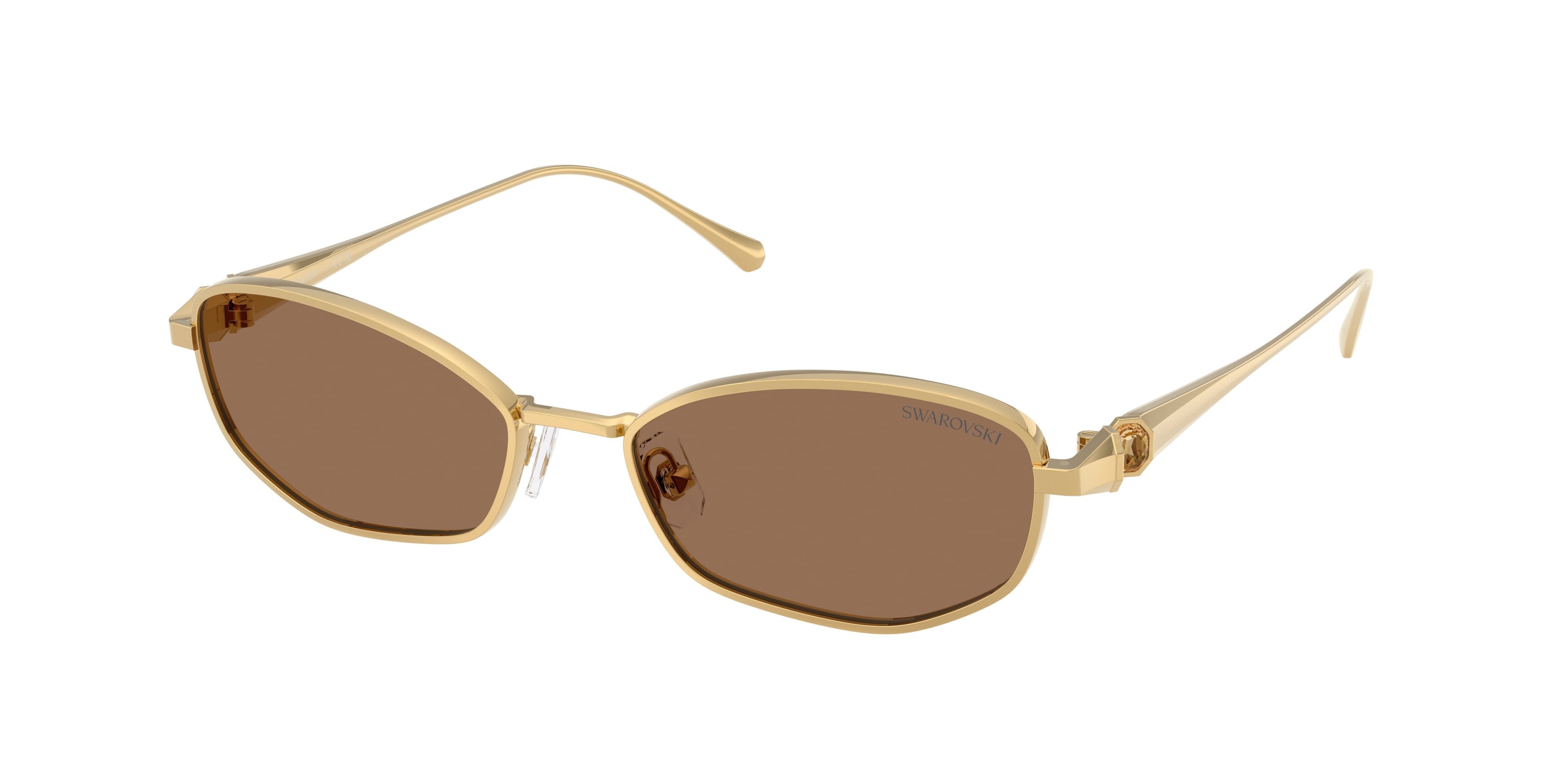 Sunglasses Swarovski SK 7042 (403773) color oro shape square lenses marrone scuro