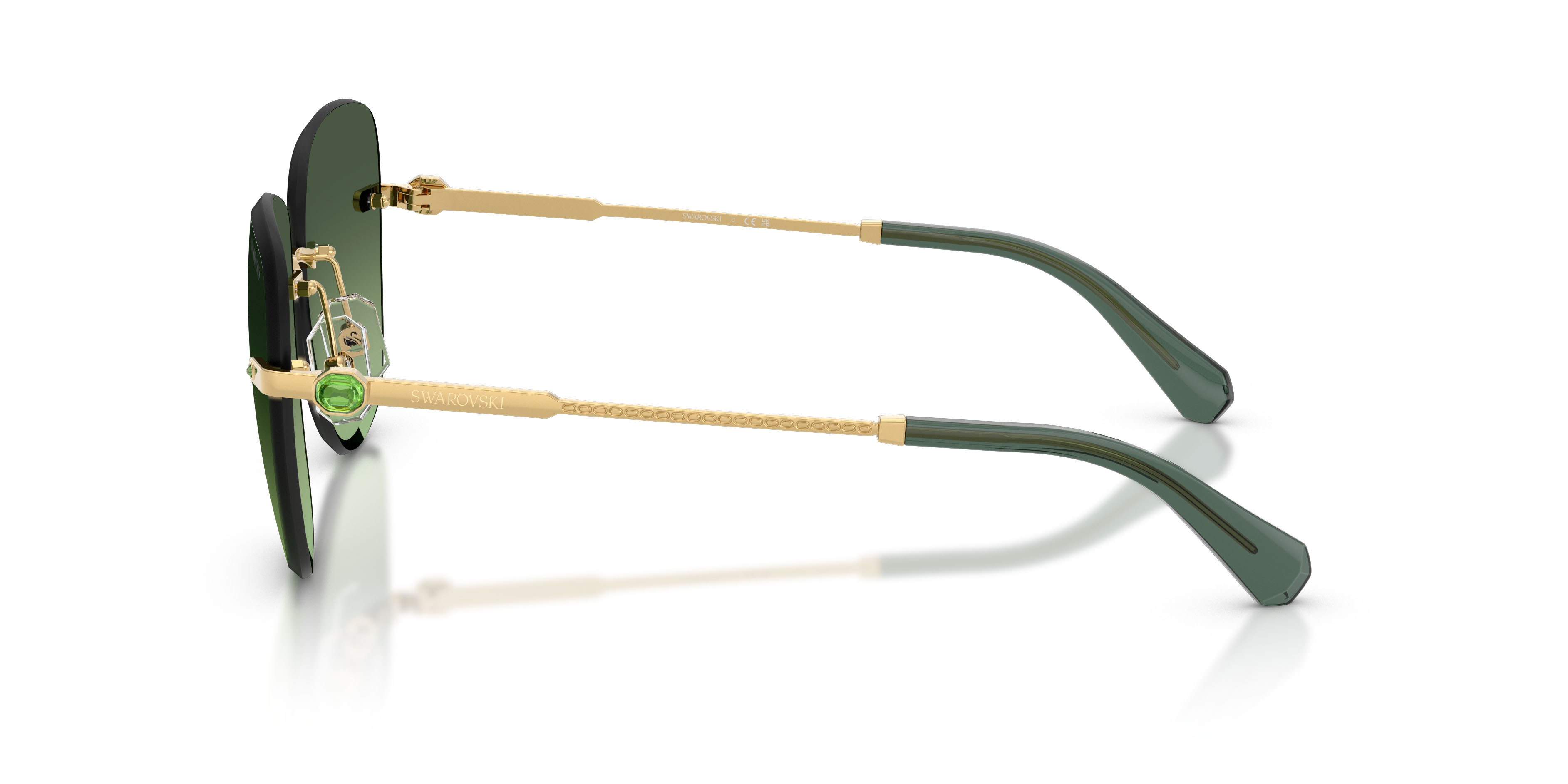 Occhiali da sole Swarovski SK 7043 (40172A) colore oro forma quadrato lenti verde sfumato