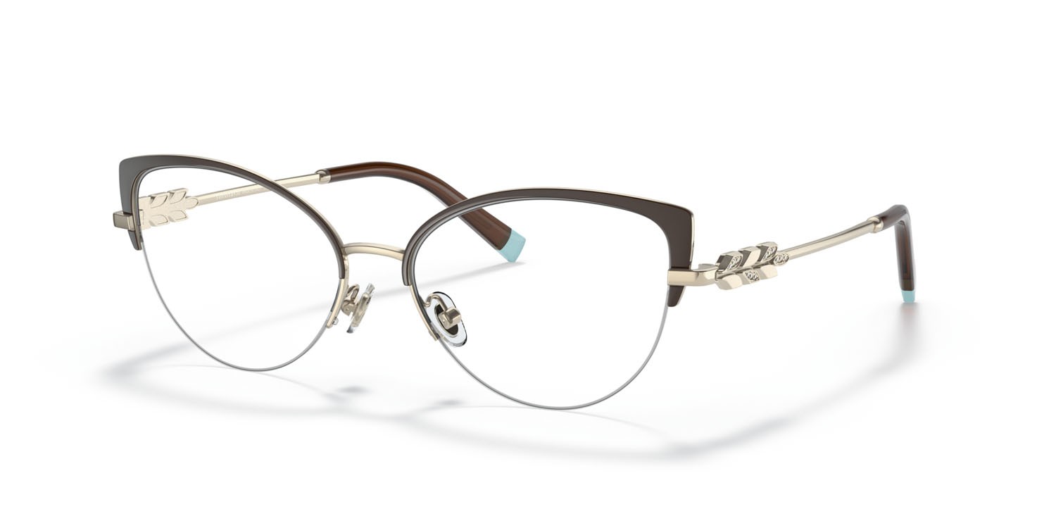 Occhiali da vista Tiffany TF 1145B (6172) colore marrone su oro pallido forma cat eye lenti lente demo