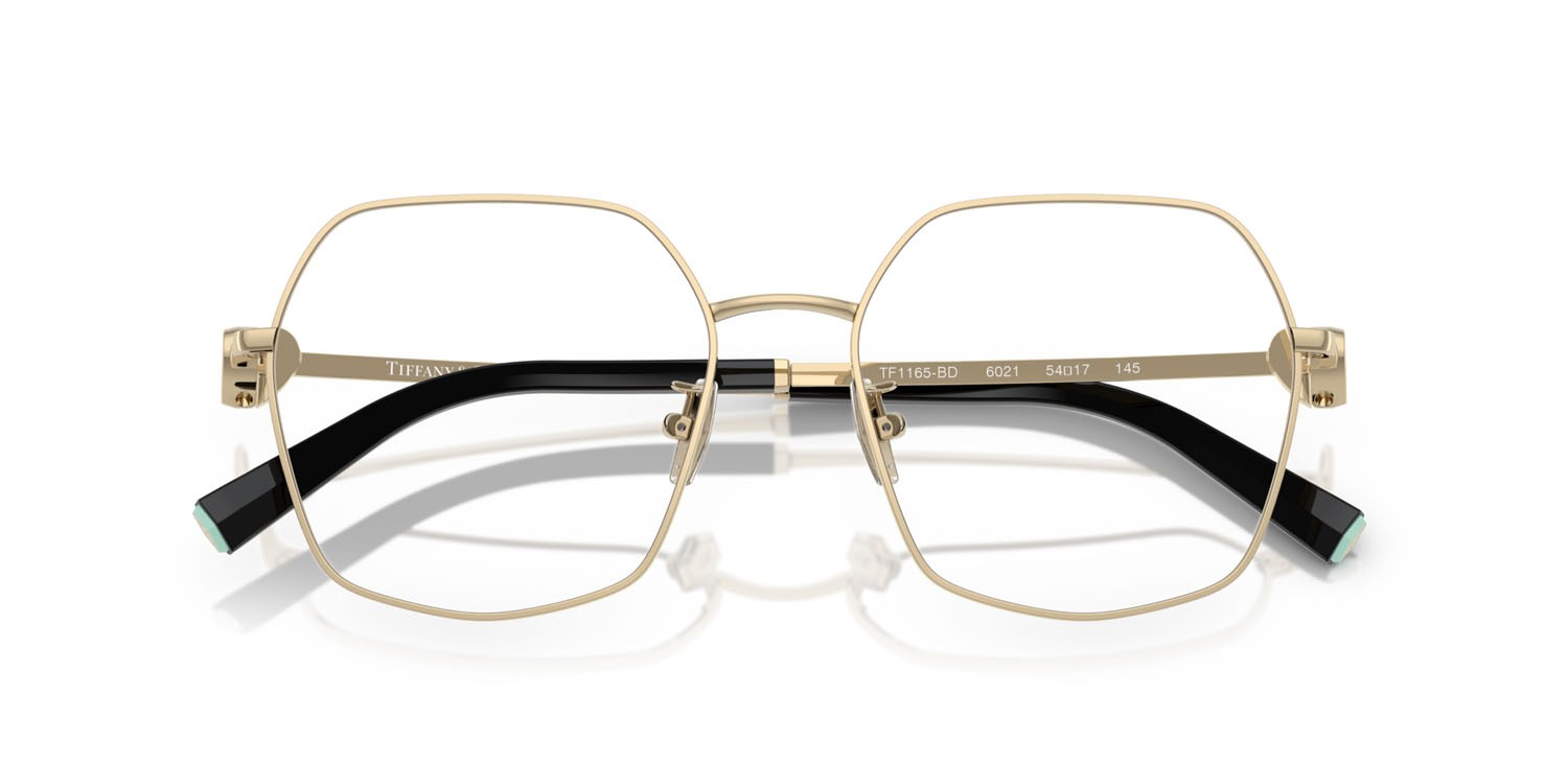 Occhiali da vista Tiffany TF 1165BD (6021) colore oro pallido forma irregolare lenti lente demo