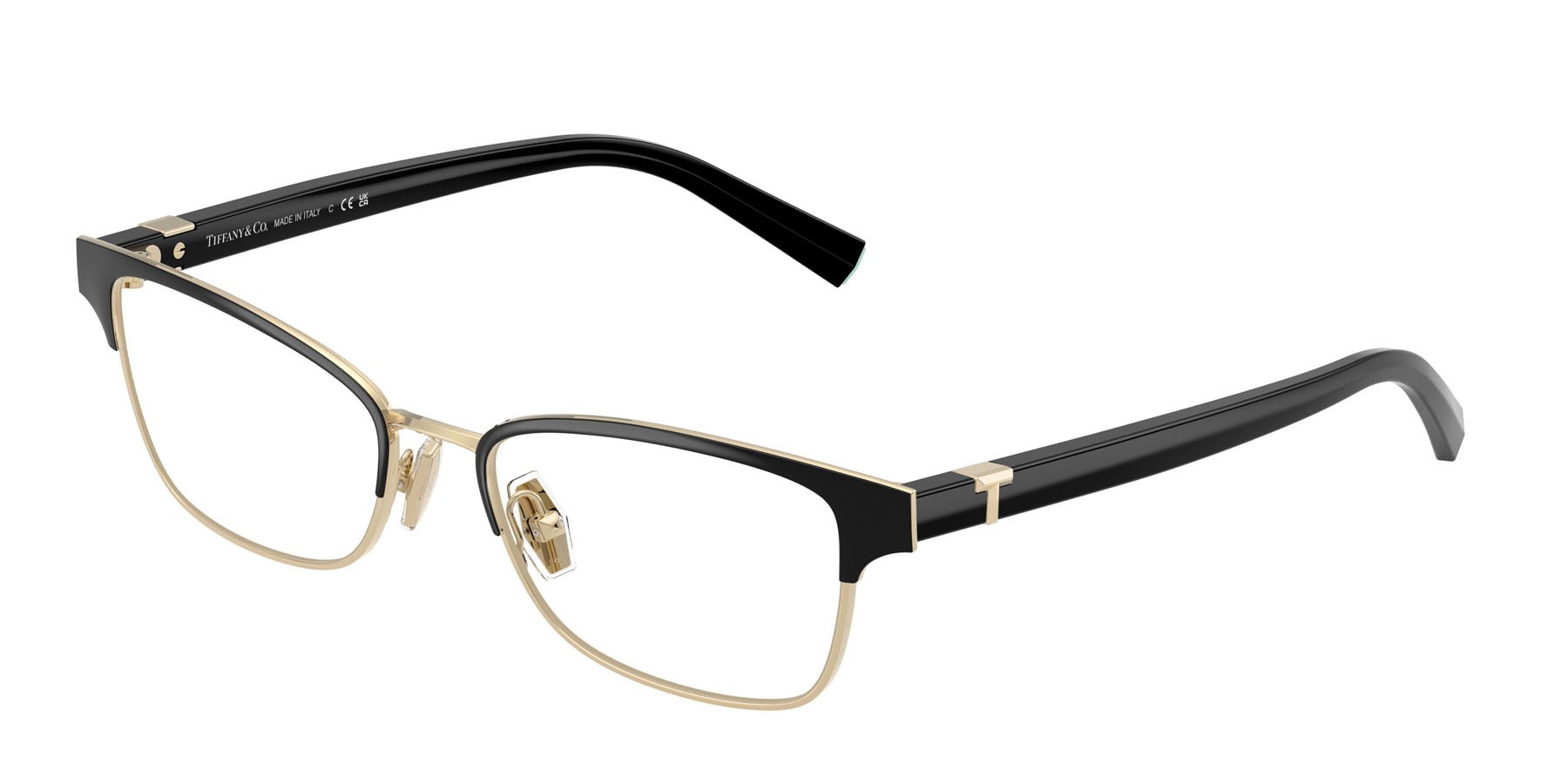 Eyeglasses Tiffany TF 1168 (6164) color nero su oro pallido shape square lenses lente demo